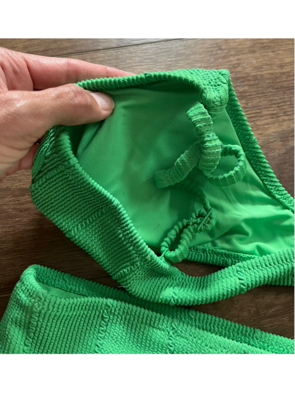 Aerie Green Textured Scoop Bikini Set Size S - Picture 7 of 10